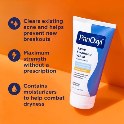 Antimicrobial Benzoyl Peroxide Acne Foaming Wash Facial Cleanser Unscented