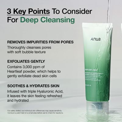 Korean Heartleaf Quercetinol Moisturizing Facial Cleanser Foam BHA Hyaluronic Acid Blackhead Remover 150ml 5.07oz