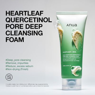 Korean Heartleaf Quercetinol Moisturizing Facial Cleanser Foam BHA Hyaluronic Acid Blackhead Remover 150ml 5.07oz