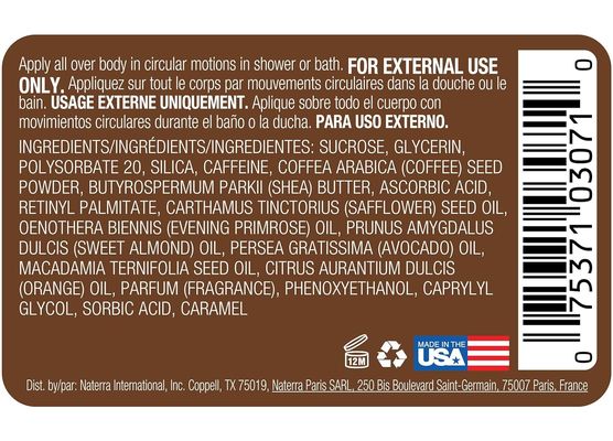 Ultra Hydrating Exfoliating Sugar Nourishing Body Scrub Mocha Coffee Bean For Skin Whitening