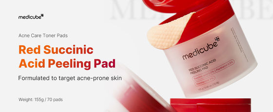 Breakout-Prone Skin Exfoliating Toner Pads Medicube Red Succinic Acid Panthenol Facial Peeling Pads with Niacinamide AHA BHA