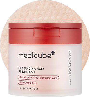 Breakout-Prone Skin Exfoliating Toner Pads Medicube Red Succinic Acid Panthenol Facial Peeling Pads with Niacinamide AHA BHA