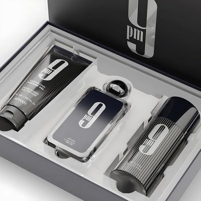 Afnan 9 Pm 3 Piece Set for Men, (3.4 Oz Eau De Parfum Spray + 5.0 Oz Shower Gel + 5.0 Oz Perfume Deodorant)